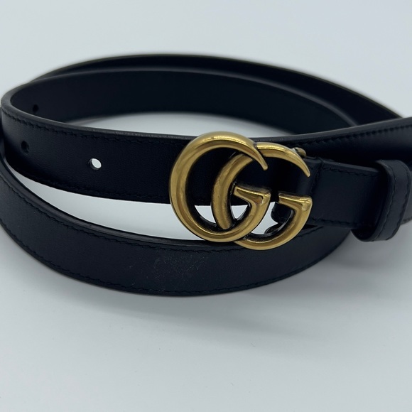 Authentic Gucci Marmont 20mm thin Black leather belt - Picture 2 of 10